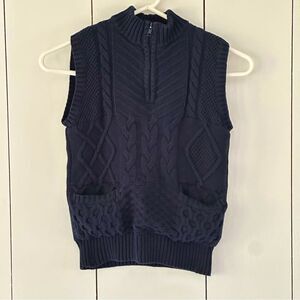 Cat & Jack Cable Knit Quarter Zip Sweater Vest Sherpa Lined Boys Sz S